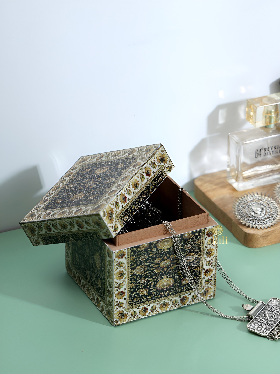 DULI Brown Regular Enamel Coated Jewellery Organiser Box