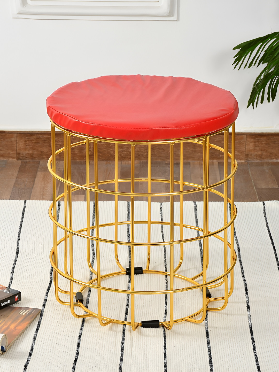 COMFIDELITAS Teviston Red Cylindrical Shaped Seating Ottoman