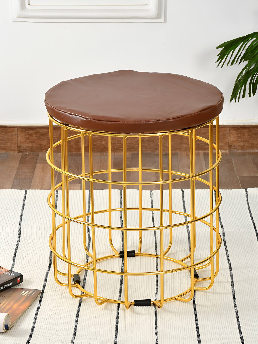 COMFIDELITAS Brown Cylindrical Shaped Seating Ottoman