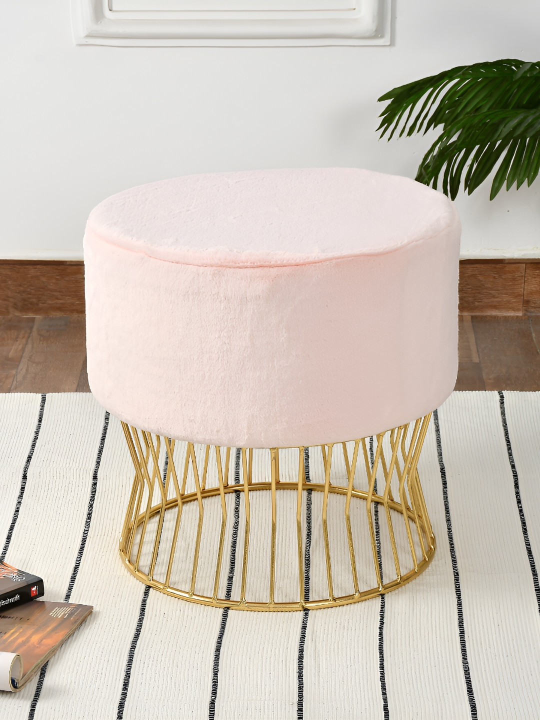 COMFIDELITAS Teviston Pink Metal Seating Ottoman