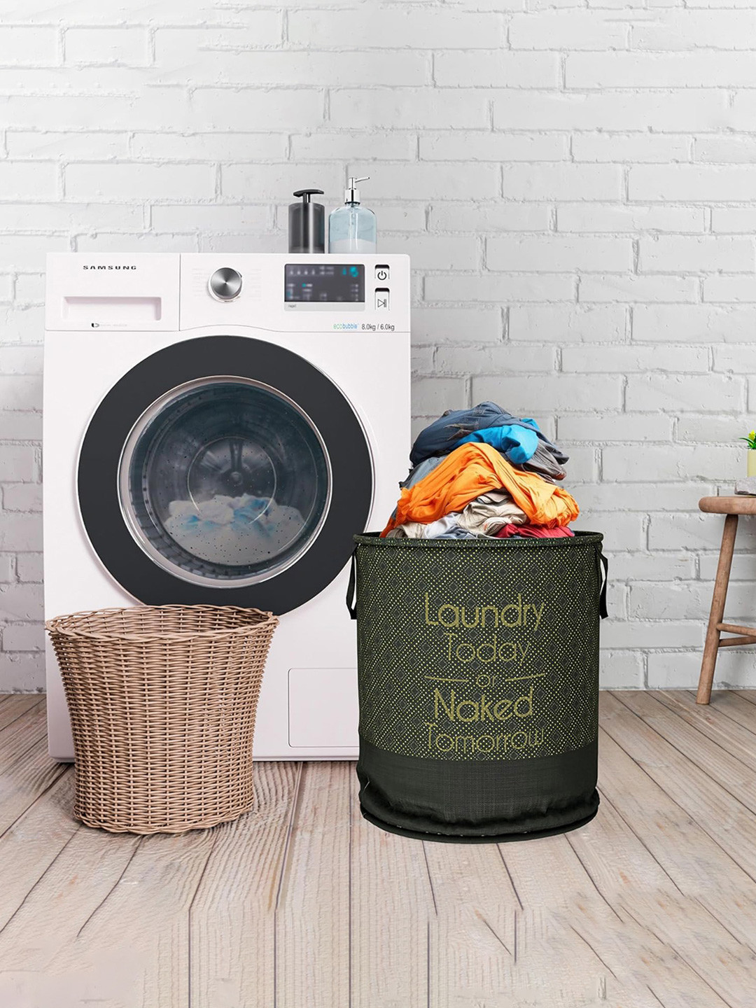 Kuber Industries Black 2 Pieces Printed Foldable Laundry Bags 45 L Each