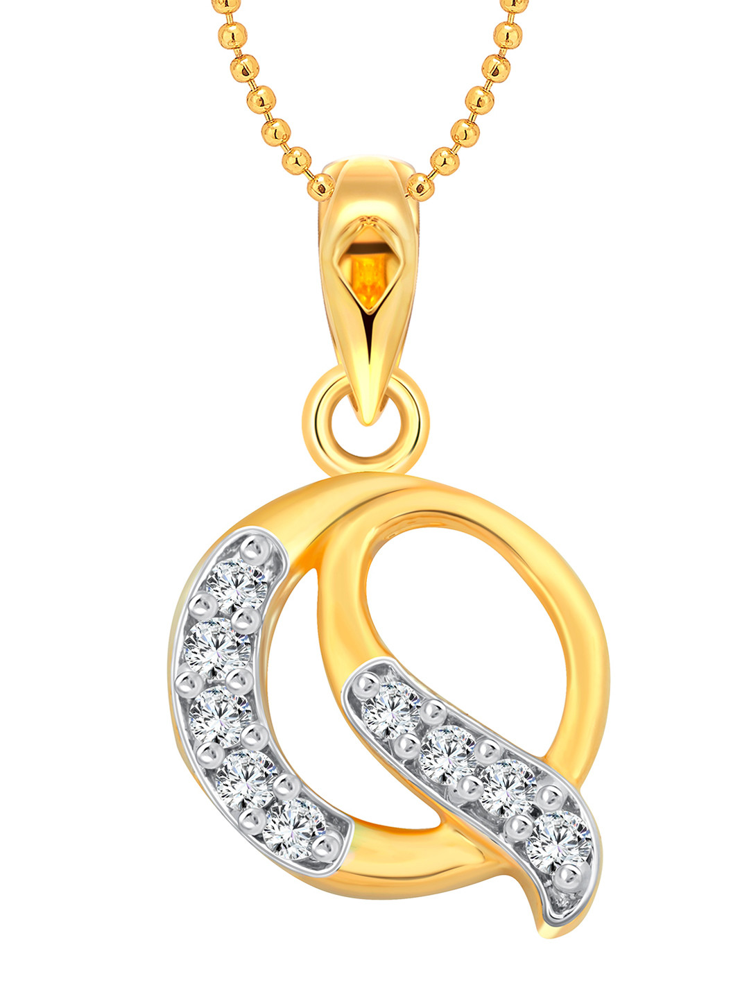 Vighnaharta Gold-Plated Q Letter Pendants with Chains