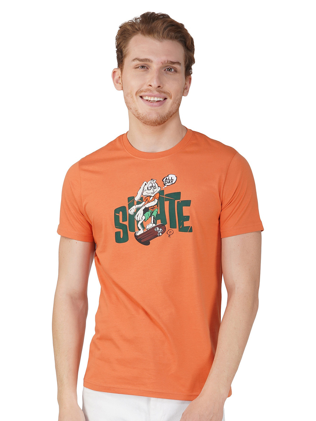 ONE SKY Typography Printed Cotton T-shirt