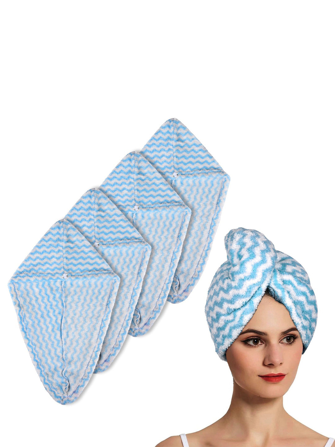 Kuber Industries Blue 5 Pieces Hair Wrapper 380 GSM