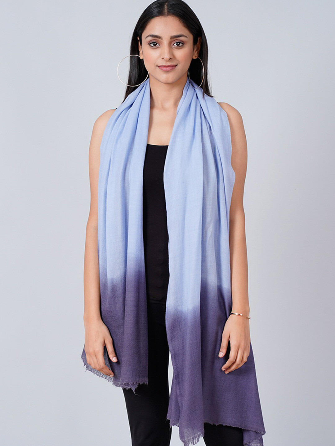 First Resort by Ramola Bachchan Ombre Frayed Silk Scarf