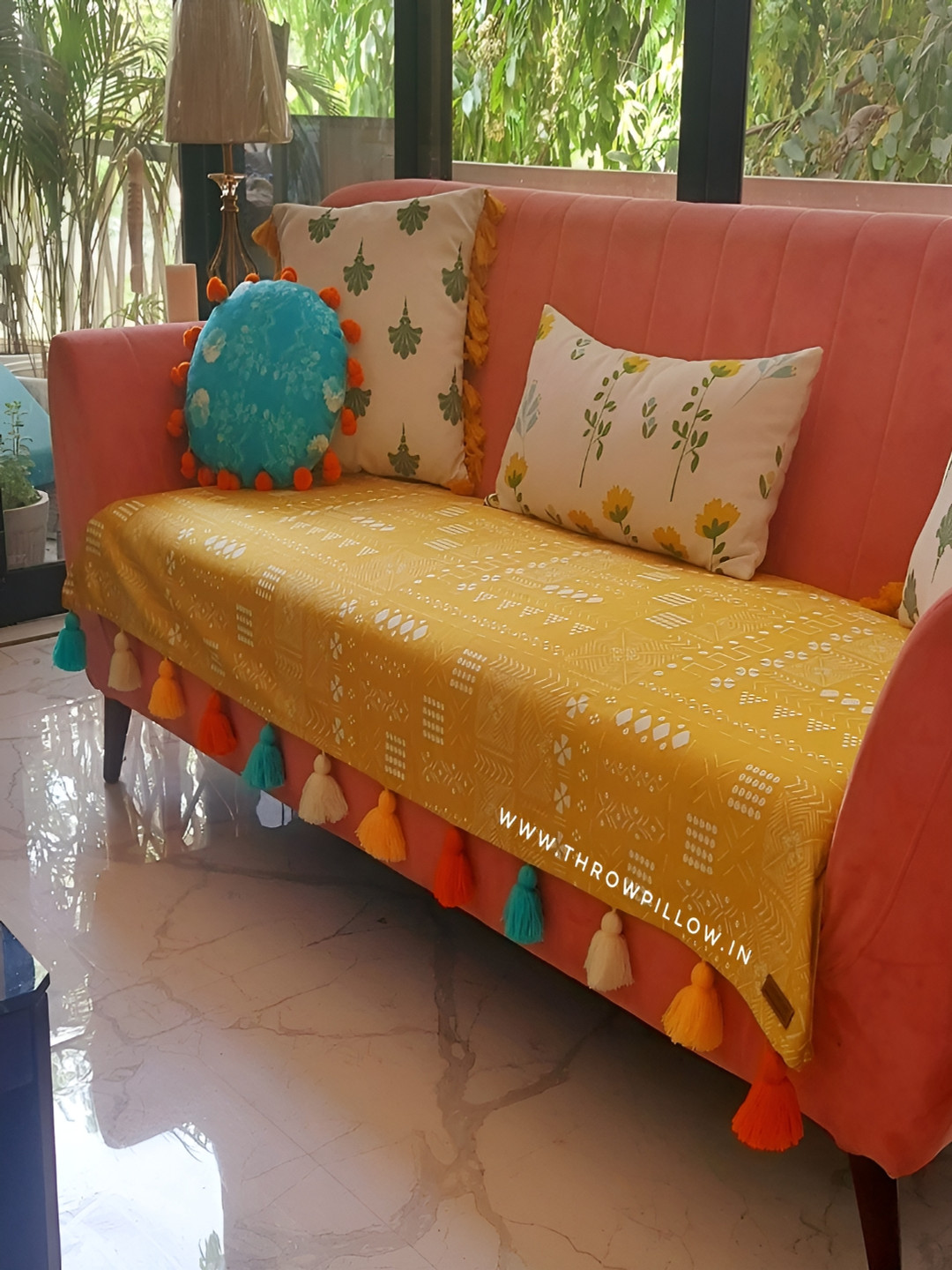 THROWPILLOW Mustard 3 Seater Sofa Cover