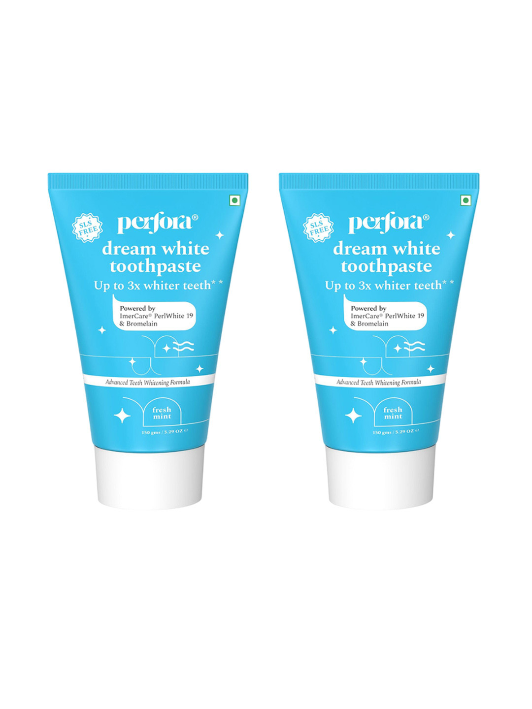 Perfora Set of 2 Dream White Toothpaste 150 g each - Fresh Mint