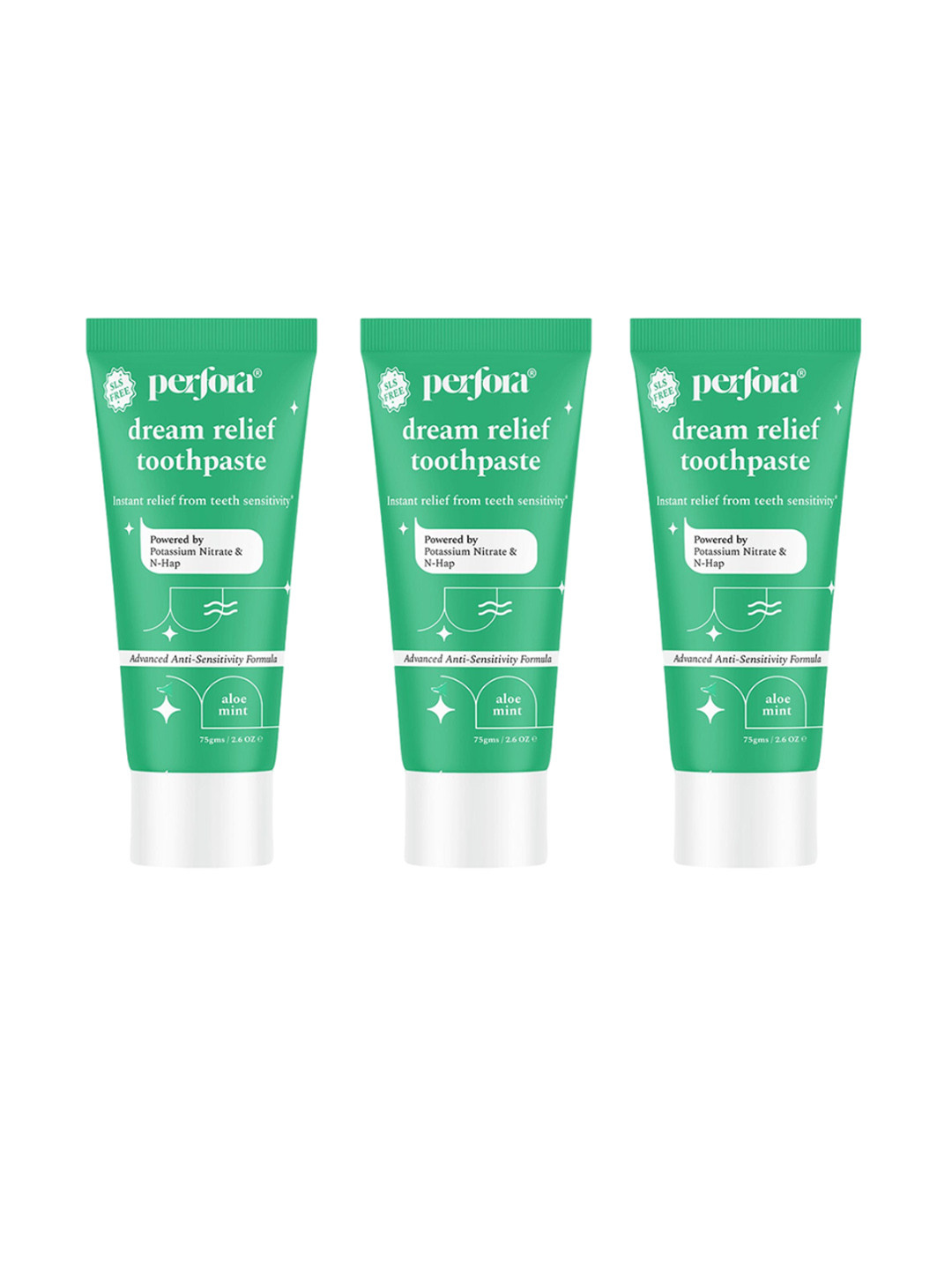 Perfora Set of 3 Dream Relief Toothpaste 75 g each - Aloe Mint