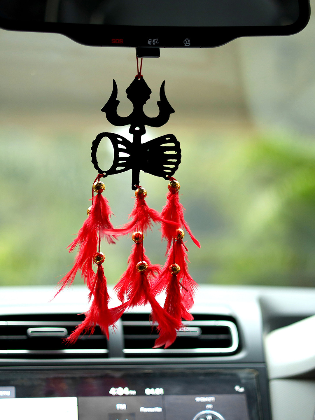 DULI Red & Black Metal Trishul Hanging Windchime