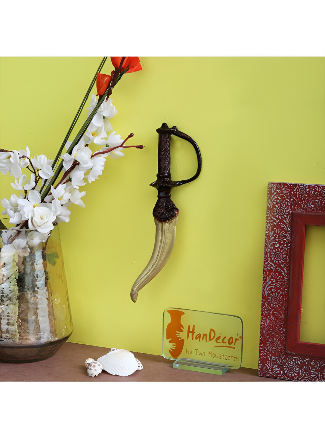 Two Moustaches Brass Matte Hanging Hall Wall Hangings-10.3In