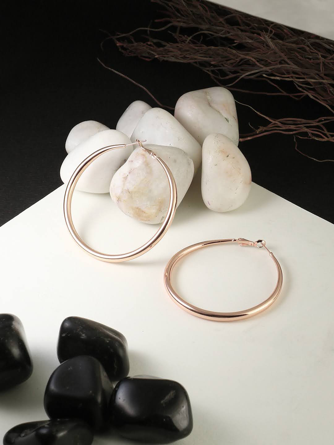 DressBerry Rose Gold-Plated Classic Hoop Earrings