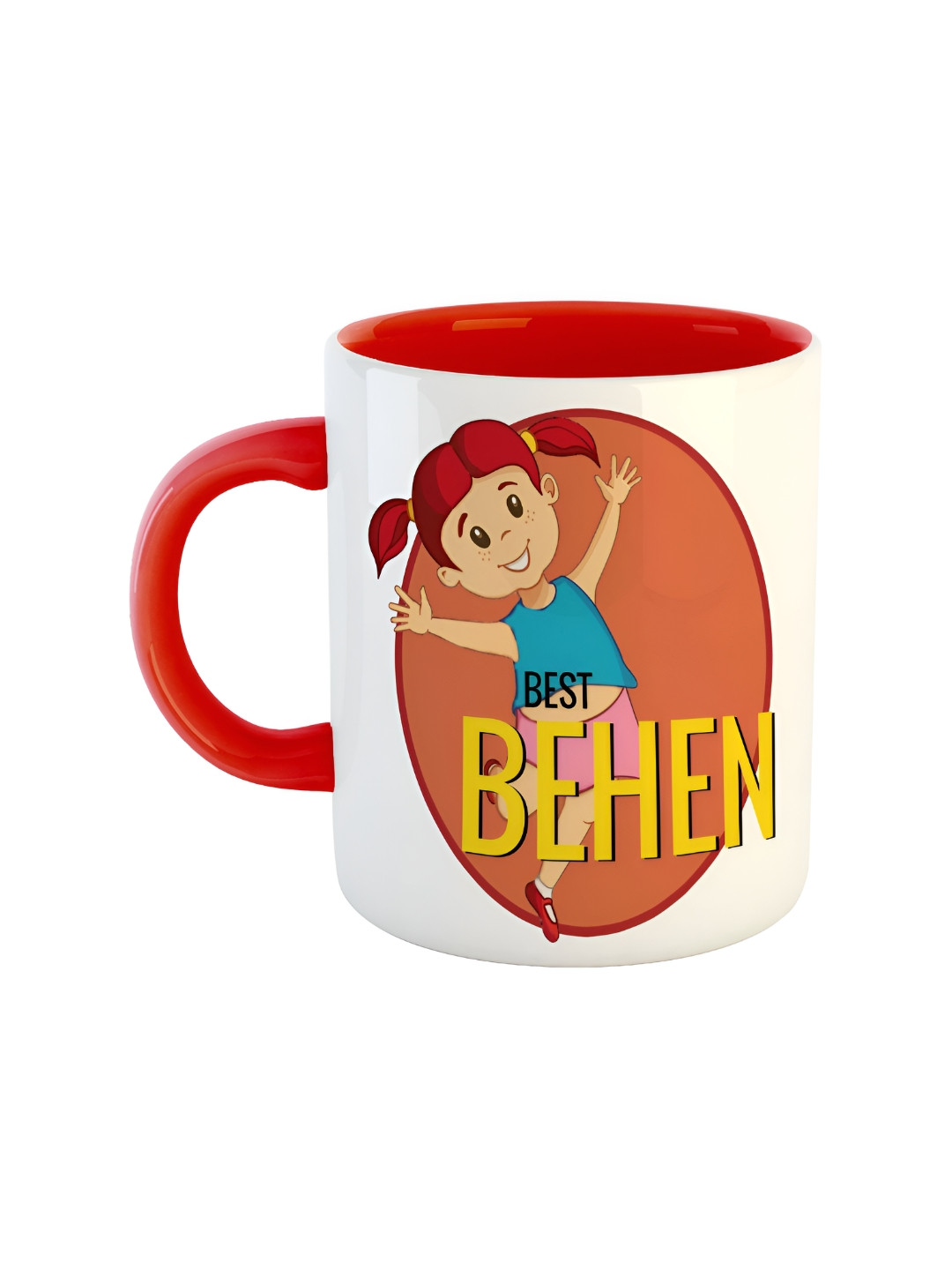 ARTBUG Hiren Name Personalised Red Typography Ceramic Handmade Mug-350ml
