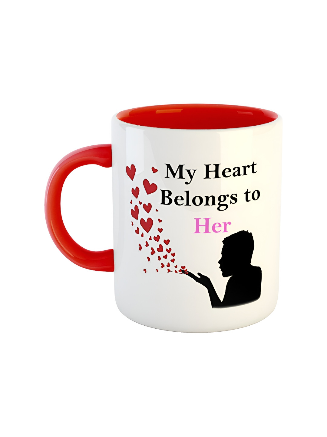 ARTBUG Red & White Printed Ceramic Glossy Mug 350 ml