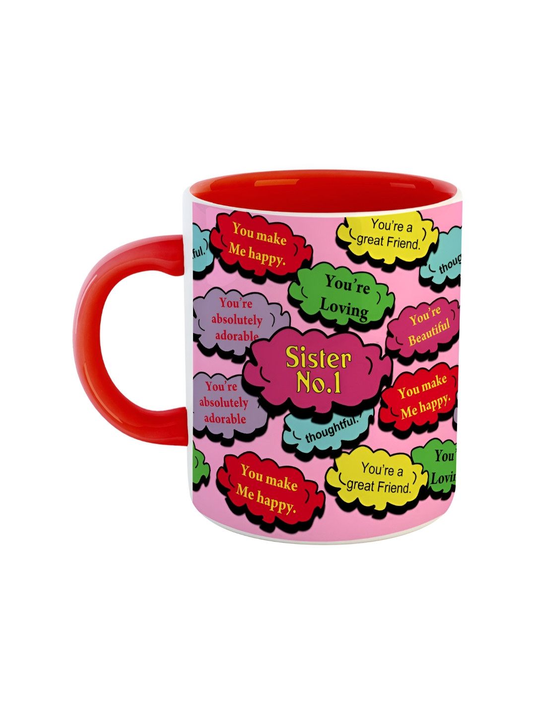 ARTBUG Jignesh Name Personalised Red Typography Ceramic Handmade Mug-350ml