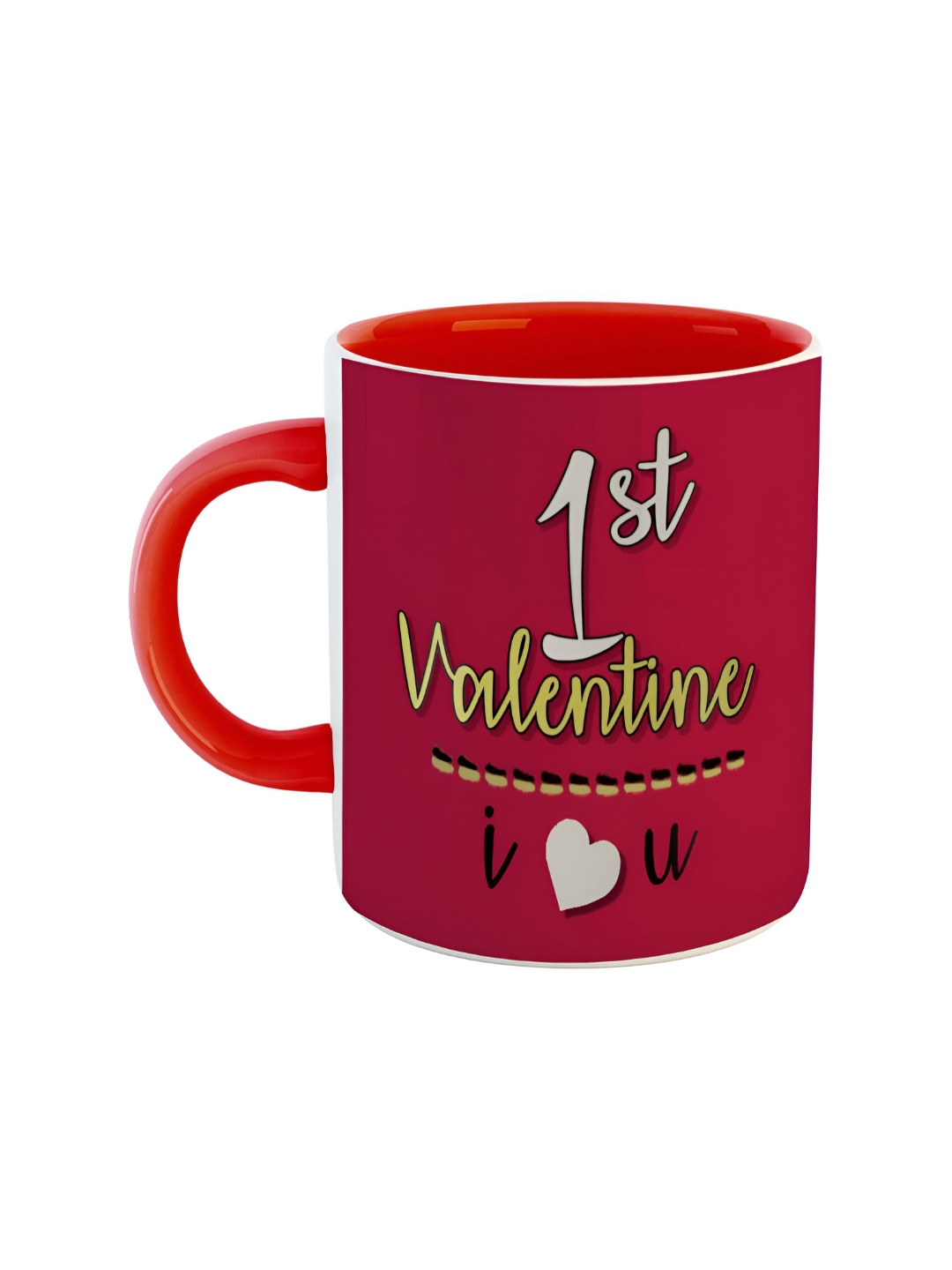 ARTBUG Iqbal Name Personalised Red Typography Ceramic Microwave Safe Mug-350ml