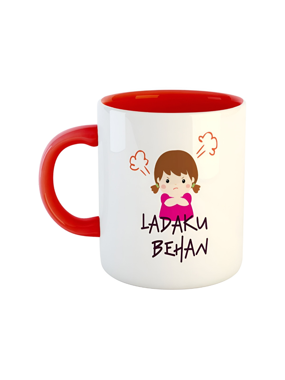 ARTBUG Red & White Printed Ceramic Dishwasher And Microwave Safe Glossy Mug 350ml