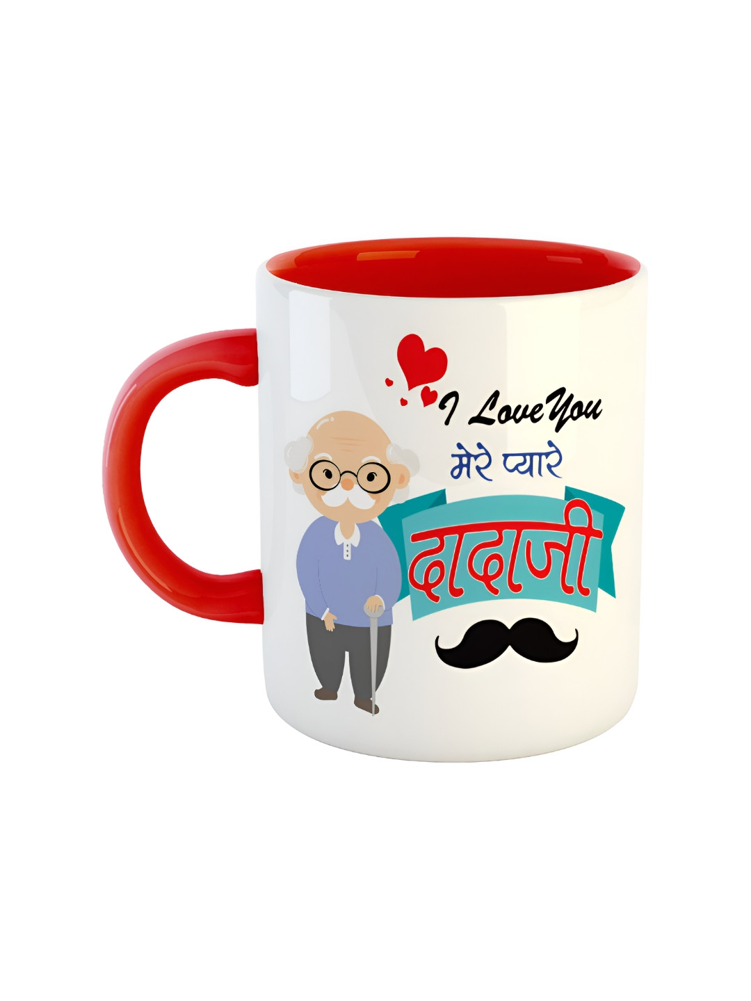 ARTBUG Earthern Ringer Designed Red Typography Ceramic Handmade Mug-350ml