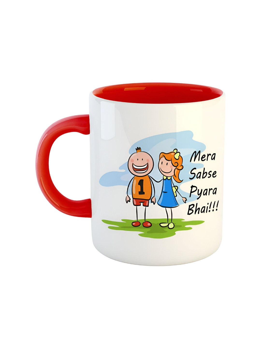 ARTBUG Inder Name Personalised Red Typography Ceramic Microwave Safe Mug-350ml