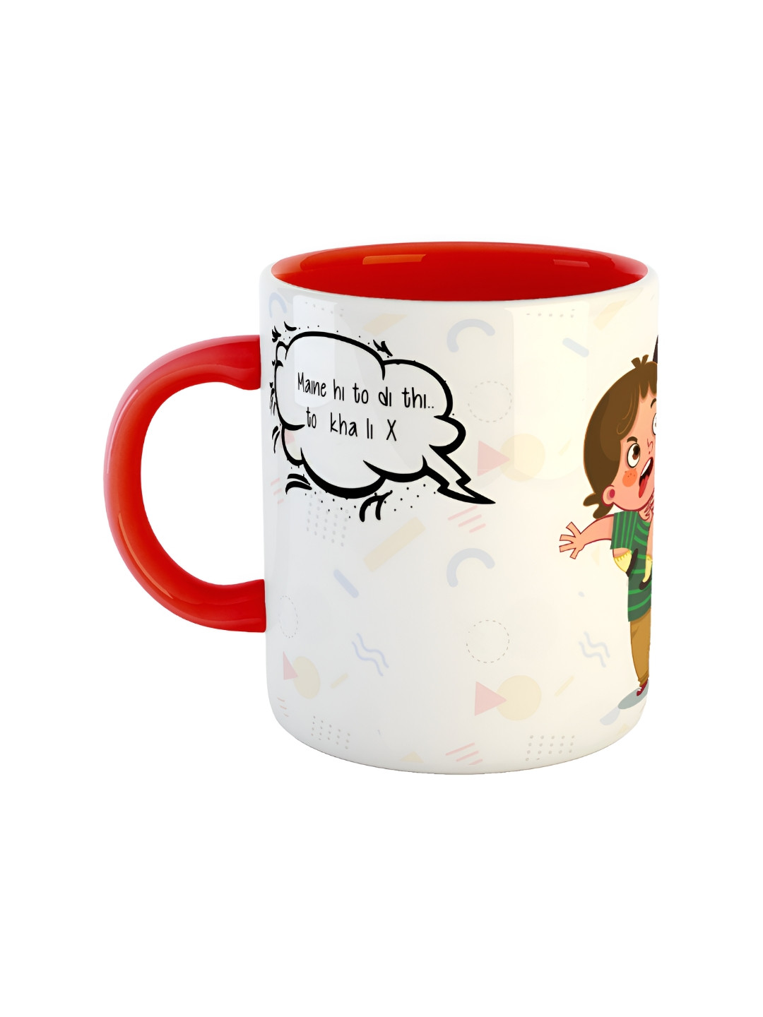 ARTBUG Red & White Printed Ceramic Glossy Mug 350 ml