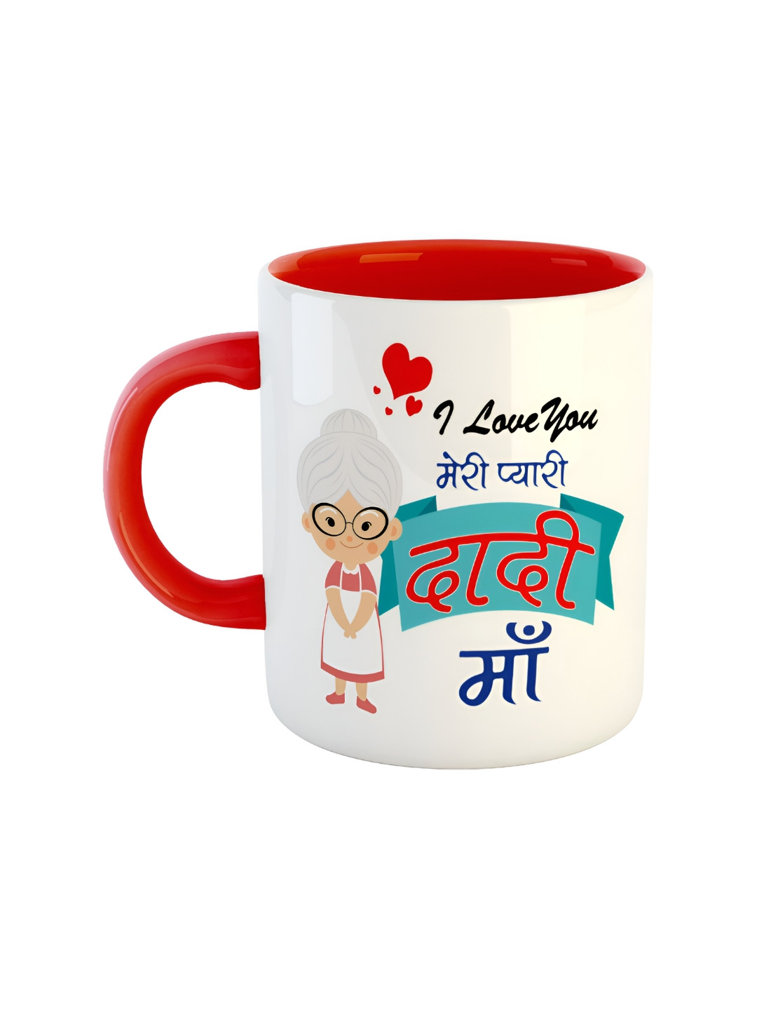 ARTBUG Ovin Name Personalised Red Typography Ceramic Microwave Safe Mug-350ml