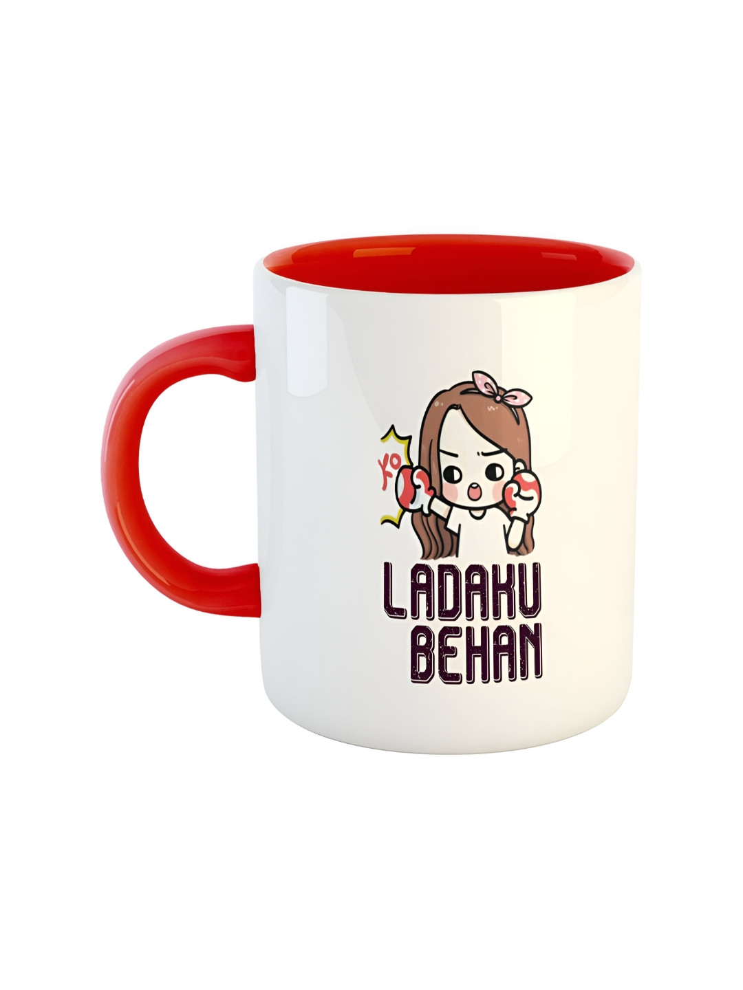 ARTBUG Danish Name Personalised Red Typography Ceramic Handmade Mug-350ml