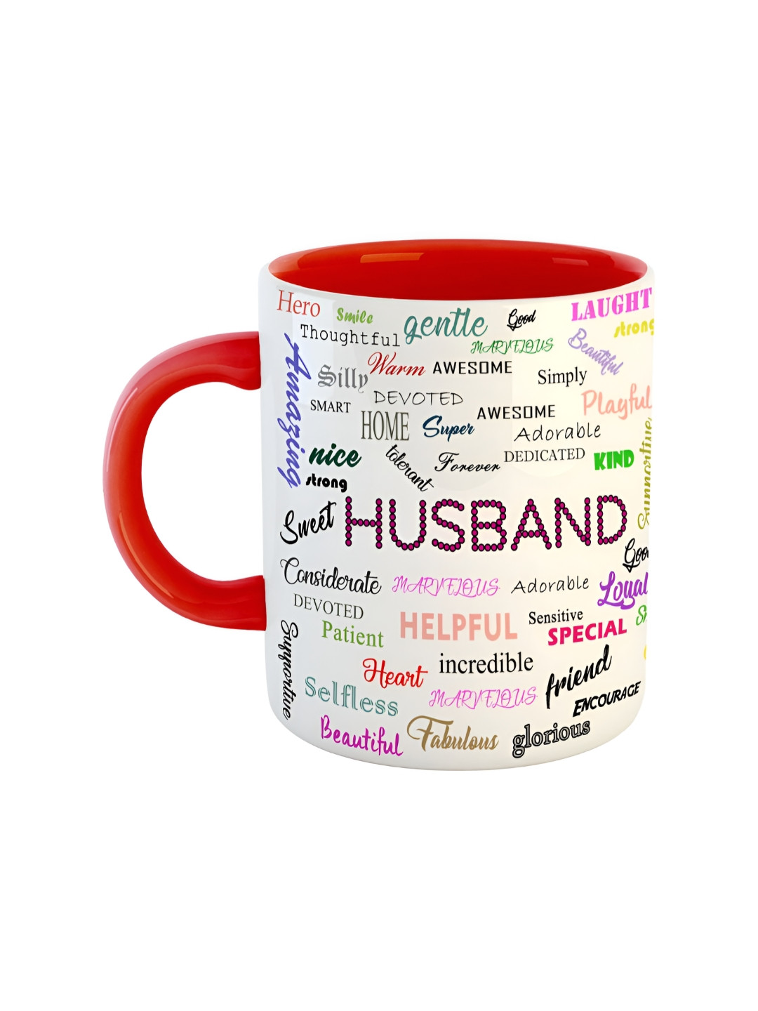 ARTBUG Name Name Personalised Red Typography Ceramic Microwave Safe Mug-350ml