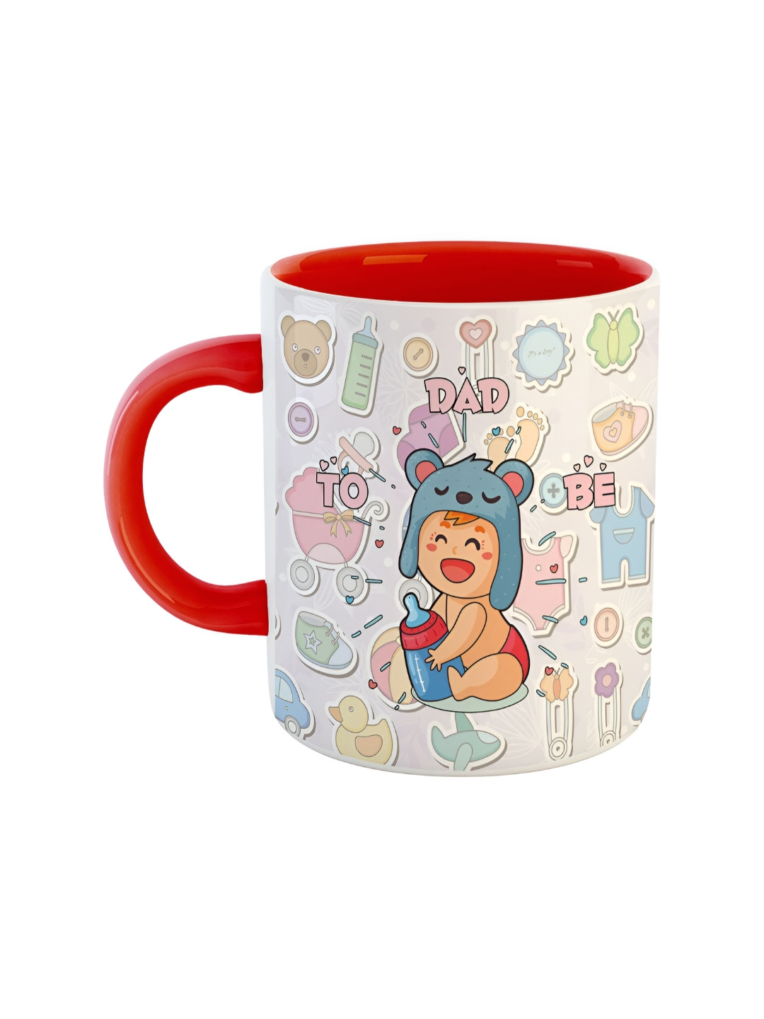 ARTBUG Pranav Name Personalised Red Typography Ceramic Handmade Mug-350ml