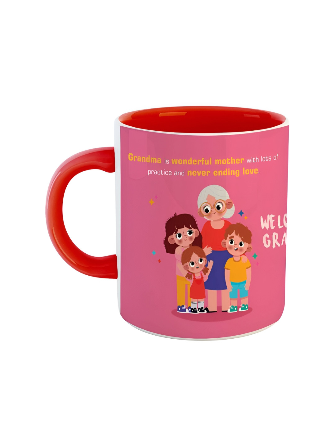 ARTBUG Nandan Name Personalised Red Typography Ceramic Microwave Safe Mug-350ml