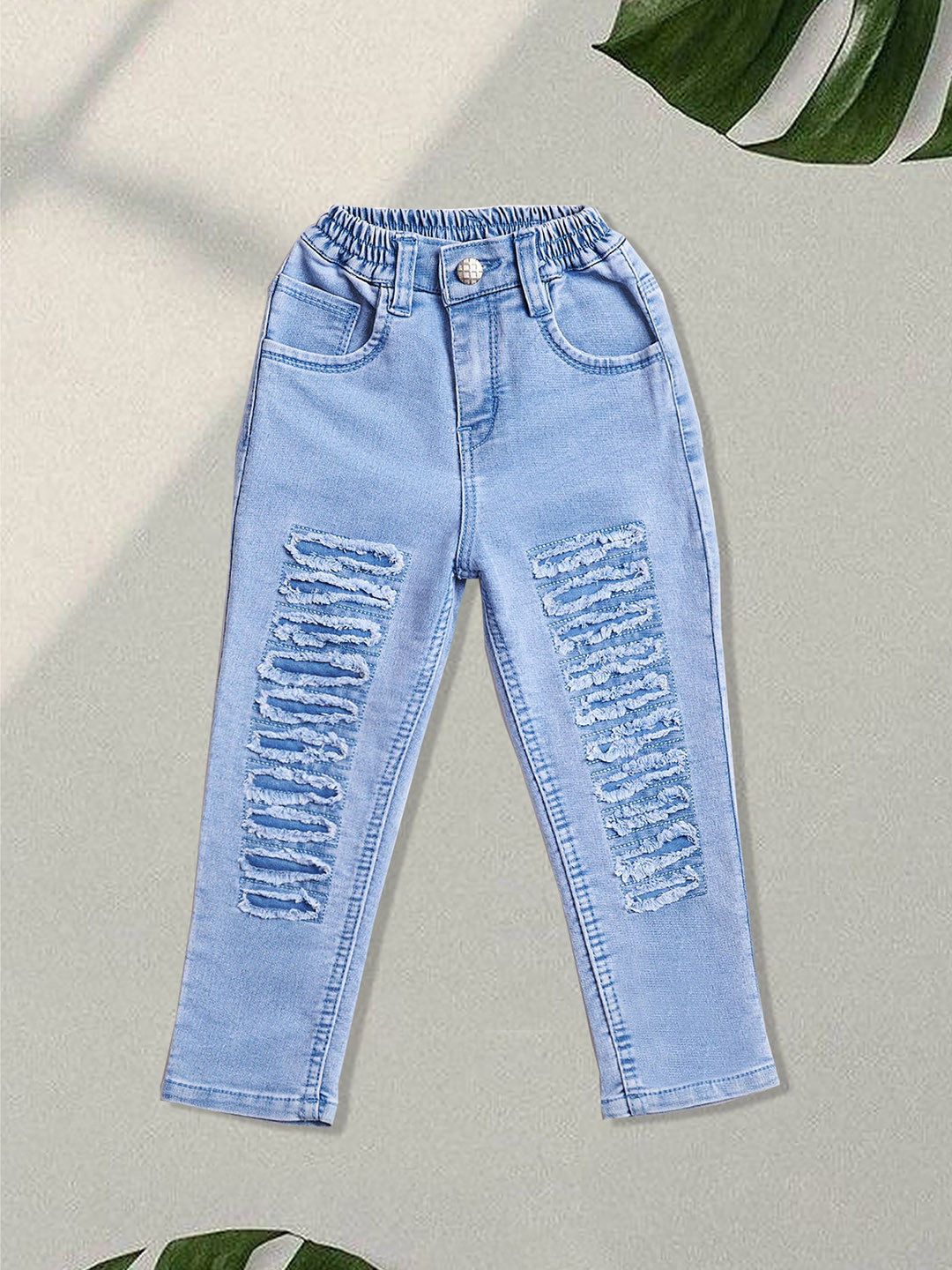 F2M Girls Slim Fit High-Rise Highly Distressed Denim Jeans