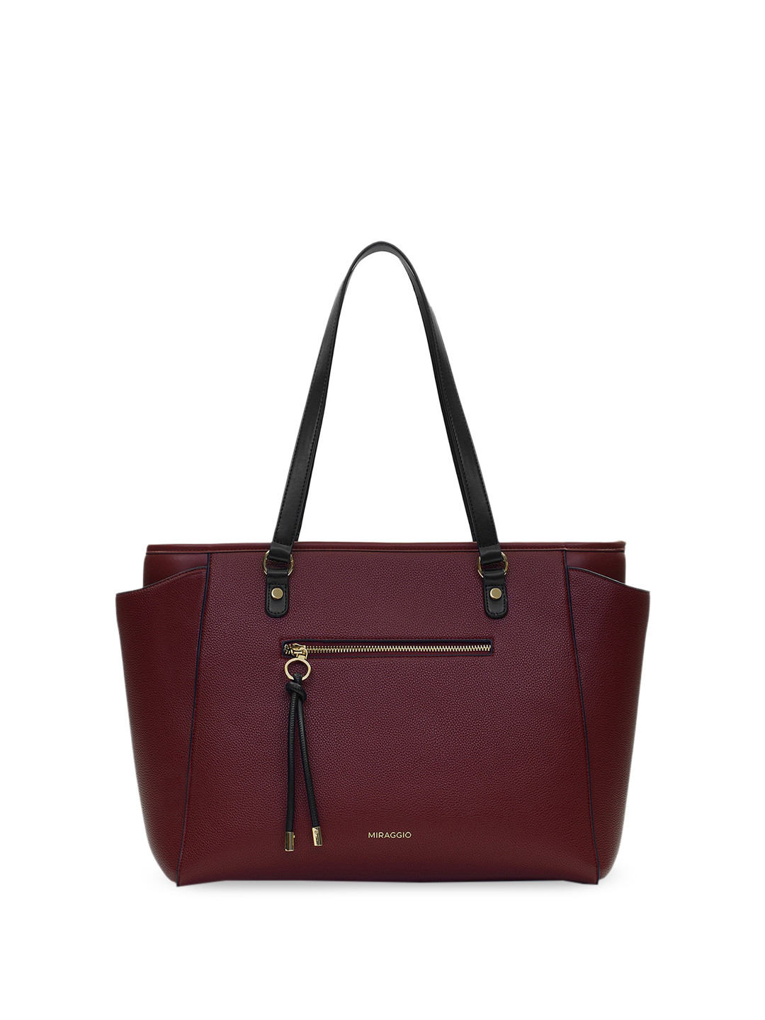 MIRAGGIO Abby Wine Solid Shoulder Tote Bag