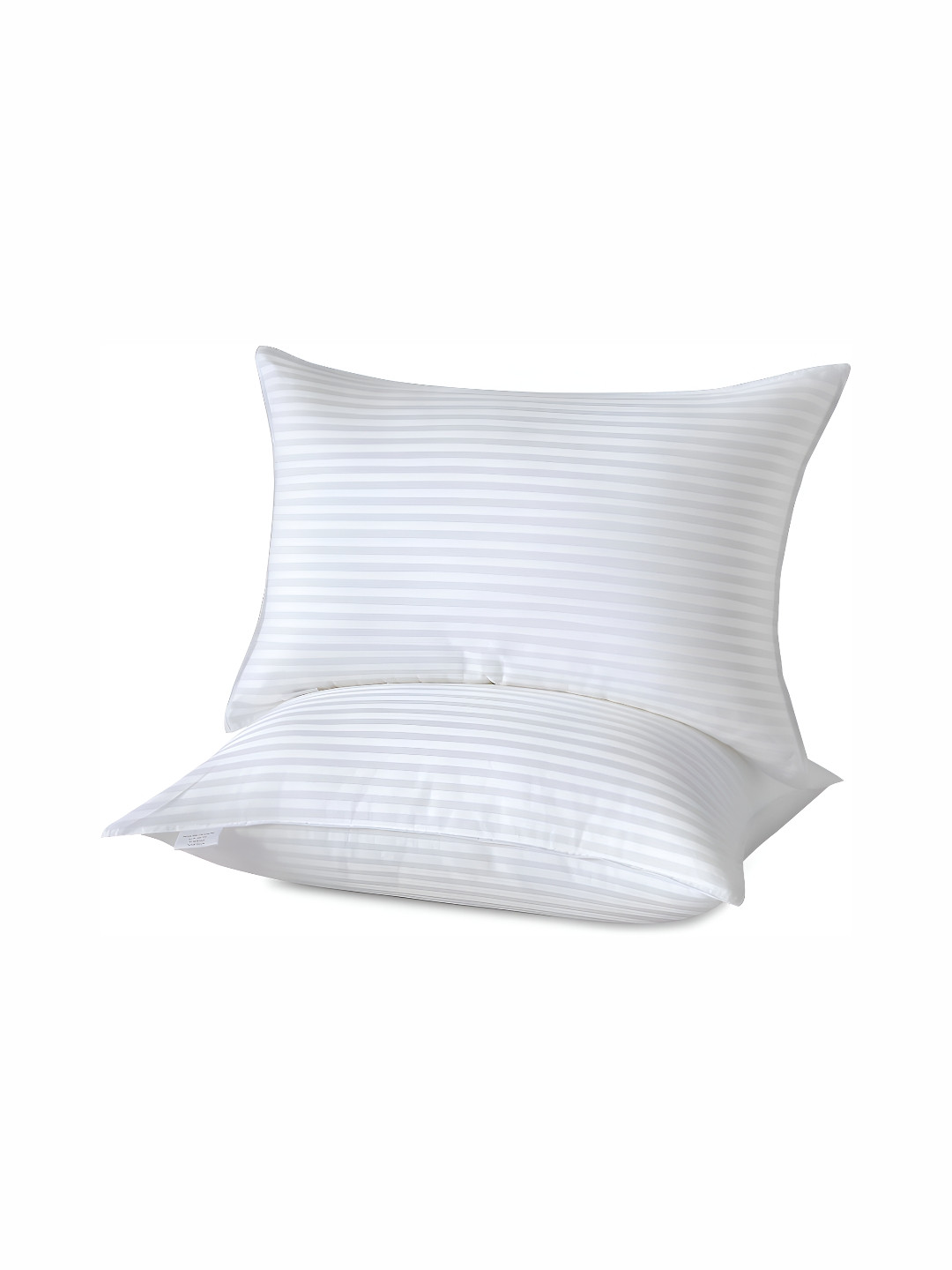 DADDY COOL Soft & Fluffy White Striped Polycotton Lightweight Set of 2 Medium Fibre Sleep Pillow-45.72 x 27 x 10 cm