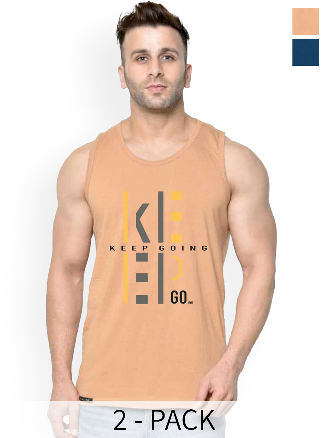 SLOWLORIS Pack Of 2 Printed Bio Wash Gym Innerwear Vests SL26