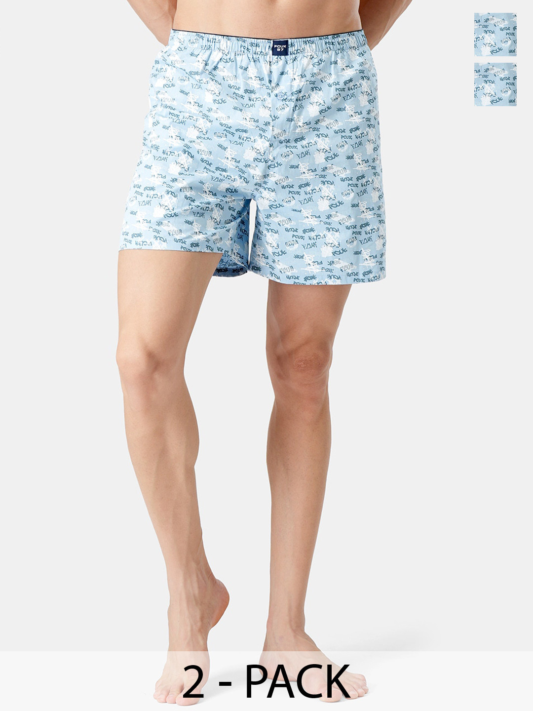 FCUK Pack Of 2 Typography Printed Pure Cotton Moisture Wicking Boxers  BLA-B-02-AQTC AOP
