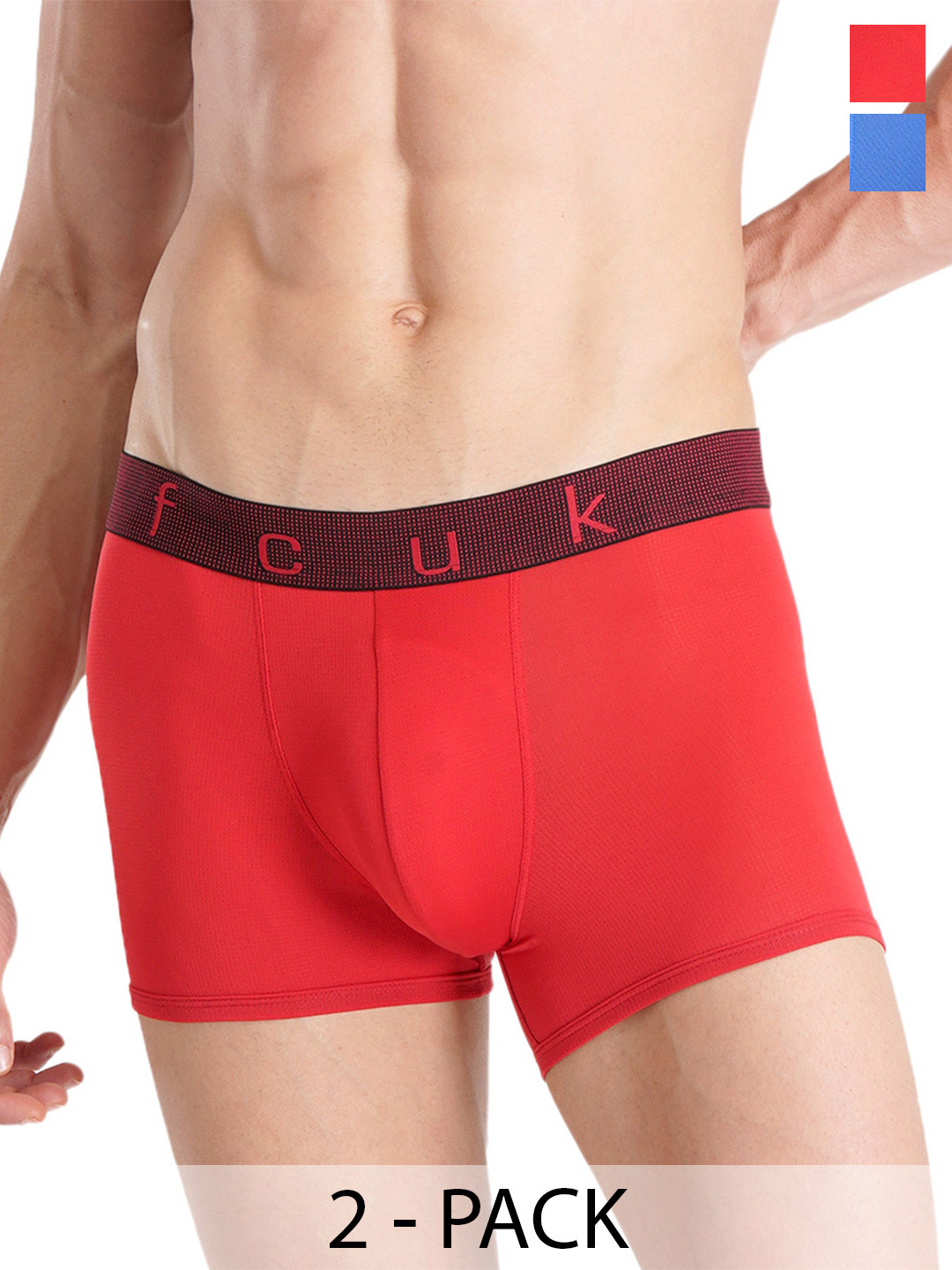 FCUK Men Pack of 2 Solid Briefs GUS-T-02-SLS-SRF-Salsa