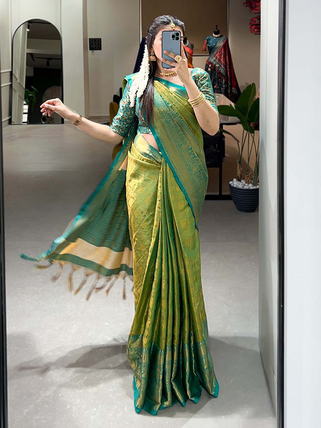 Paramparik Textile Woven Design Zari Pure Cotton Kanjeevaram Saree