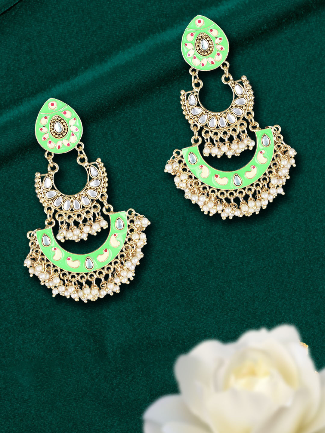 Anouk 24CT Gold-Plate Stone-Studded Classic Chandbalis