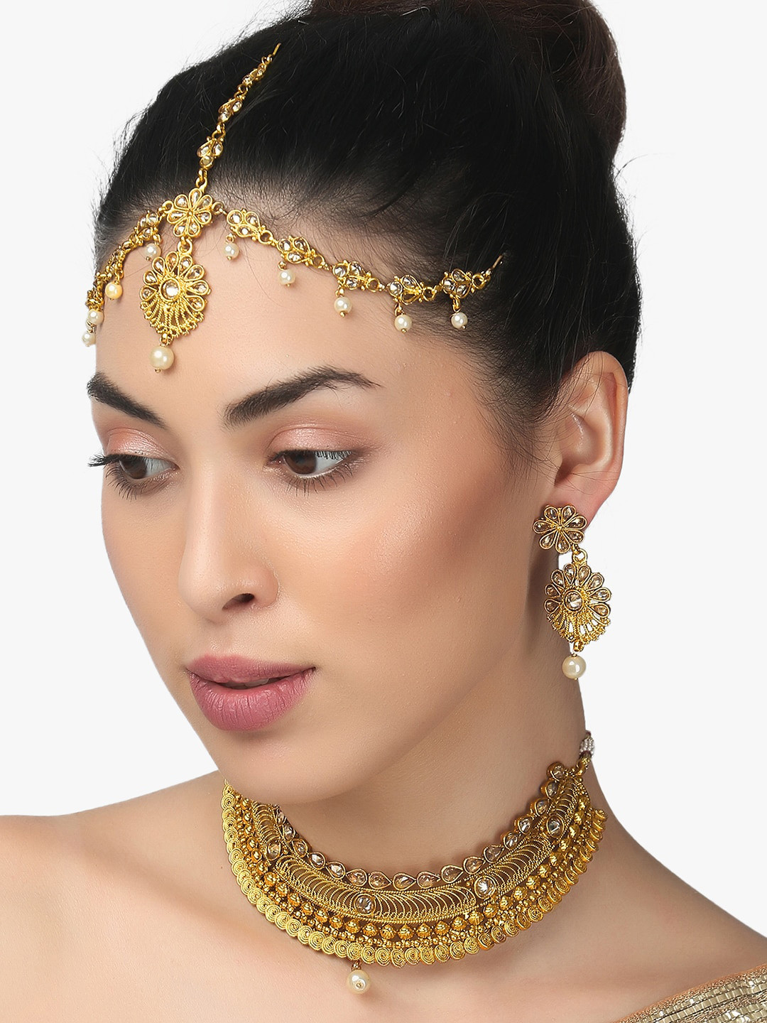Anouk Gold-Toned 24 KT Gold-Plated Stone-Studded Jewellery Set