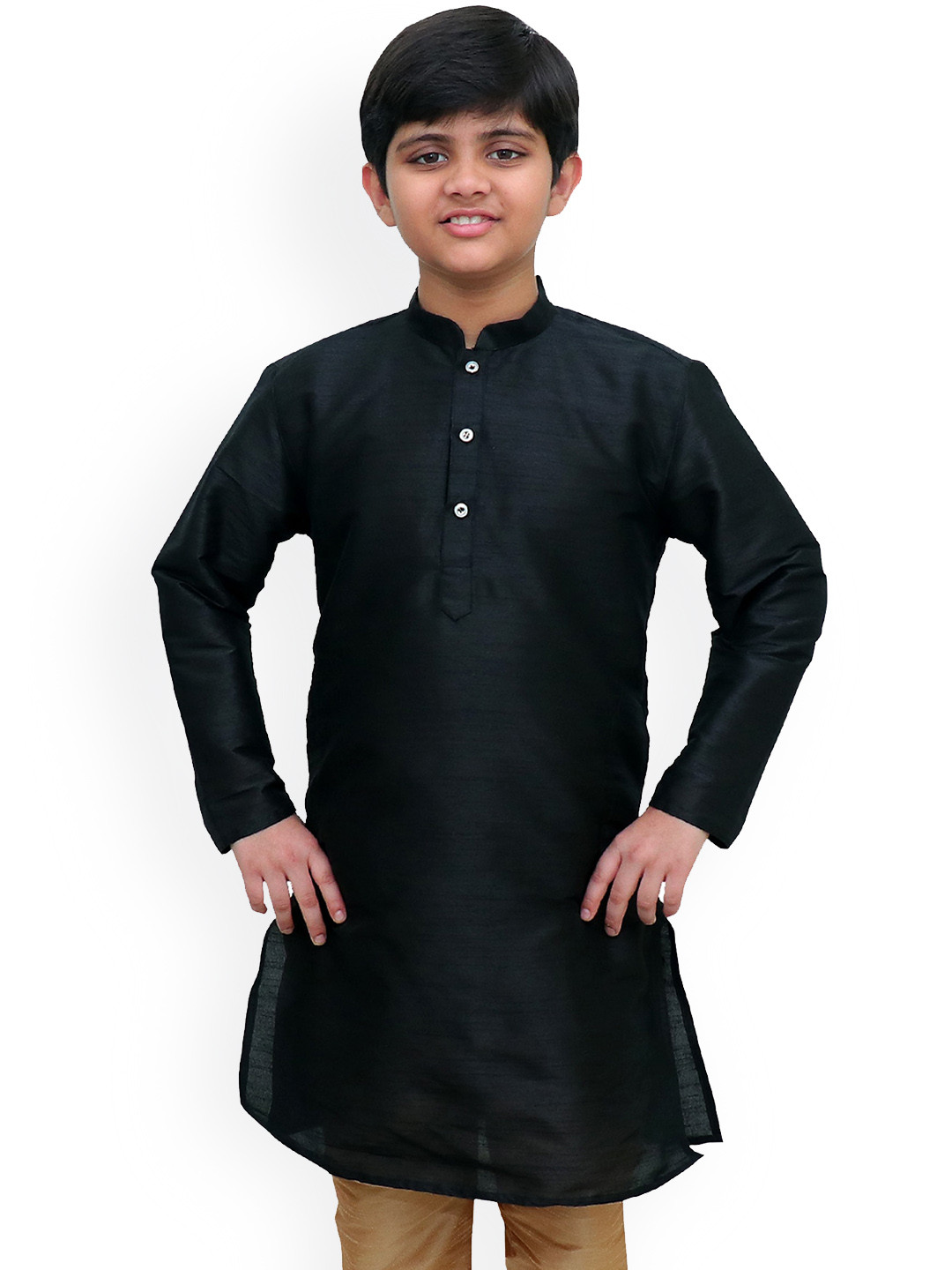 BAESD Boys Woven Design Mandarin Collar Straight Kurta