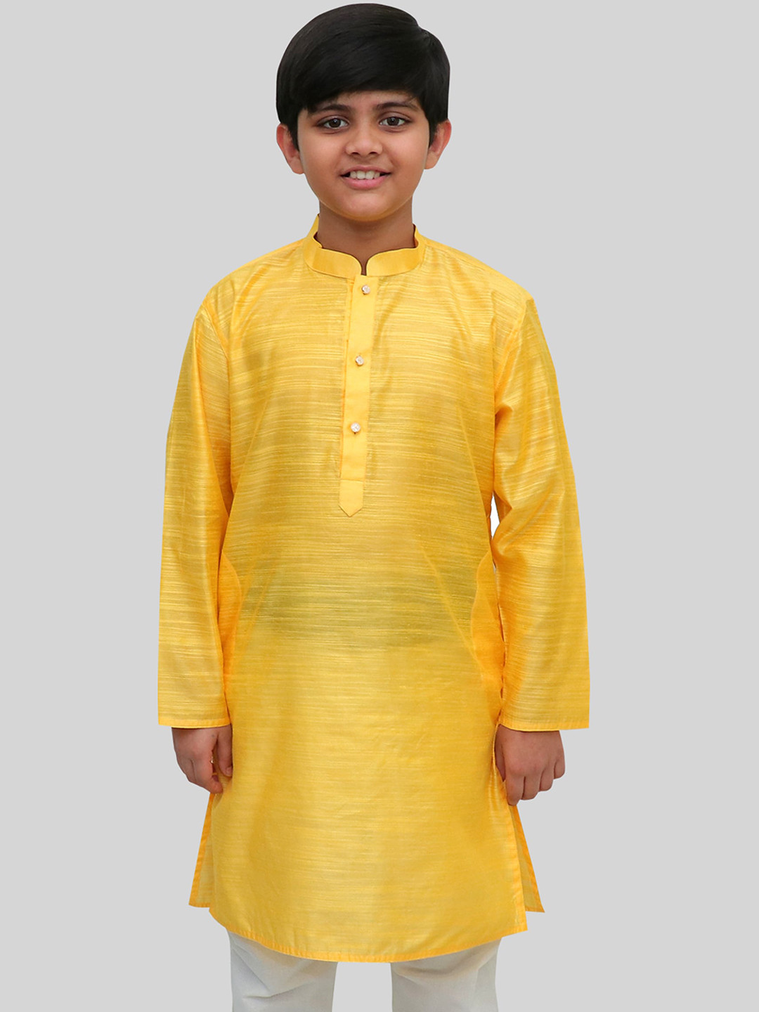 BAESD Boys Mandarin Collar Thread Work Curved Straight Kurta
