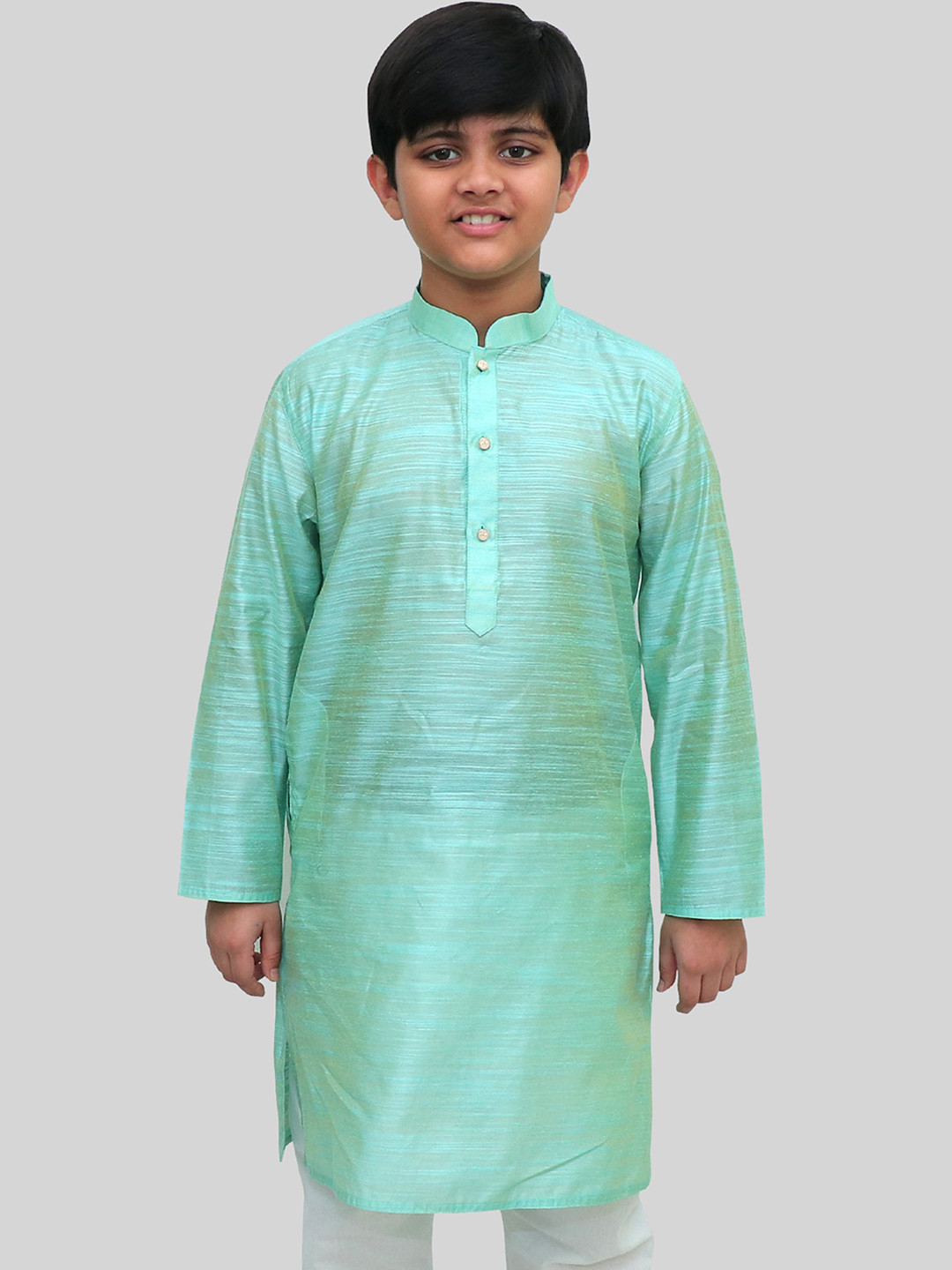 BAESD Boys Mandarin Collar Thread Work Curved Straight Kurta