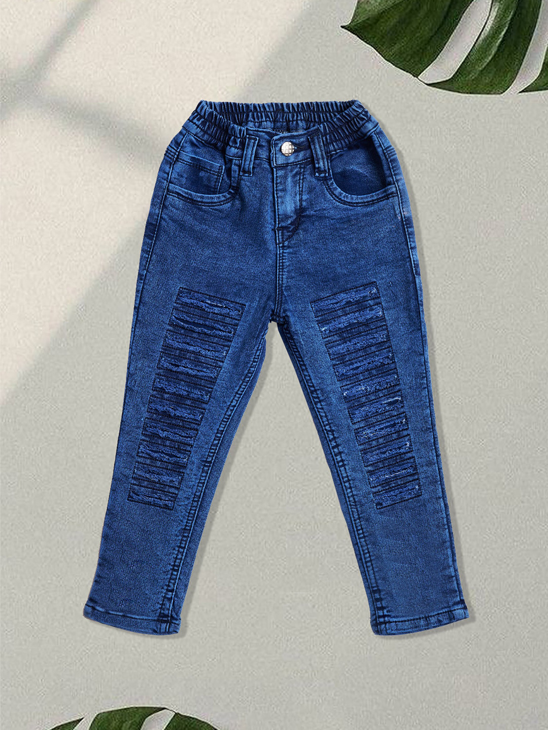 A-Okay Kids Skinny Fit Slash Knee Light Fade Cotton Denim Jogger
