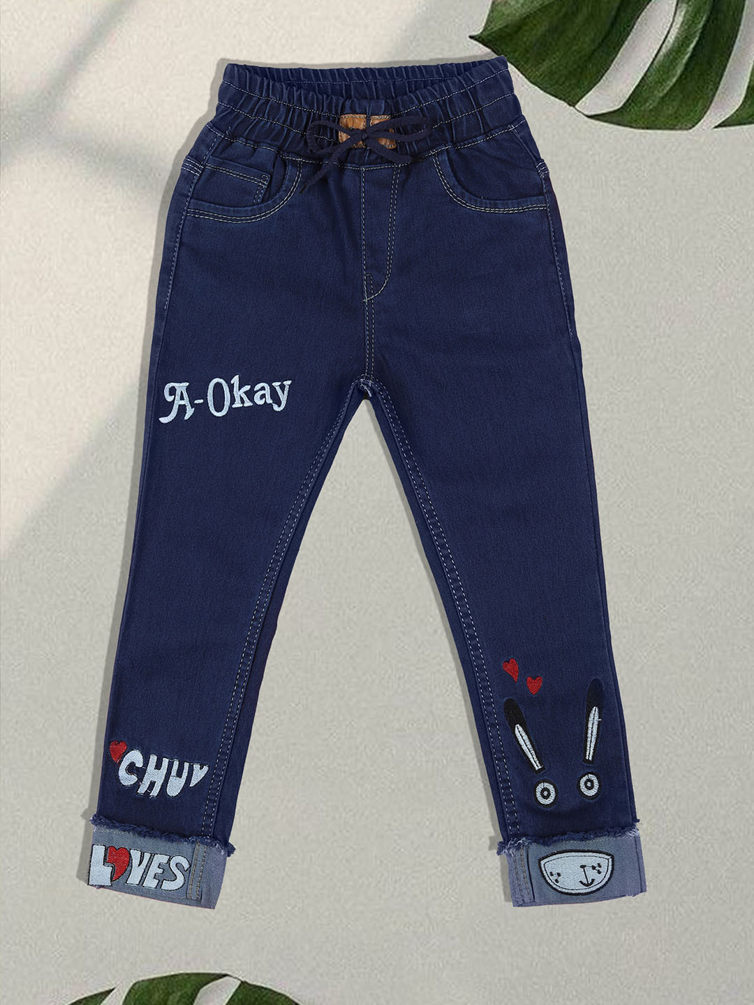 A-Okay Kids Comfort Skinny Fit Embroidered Jeans