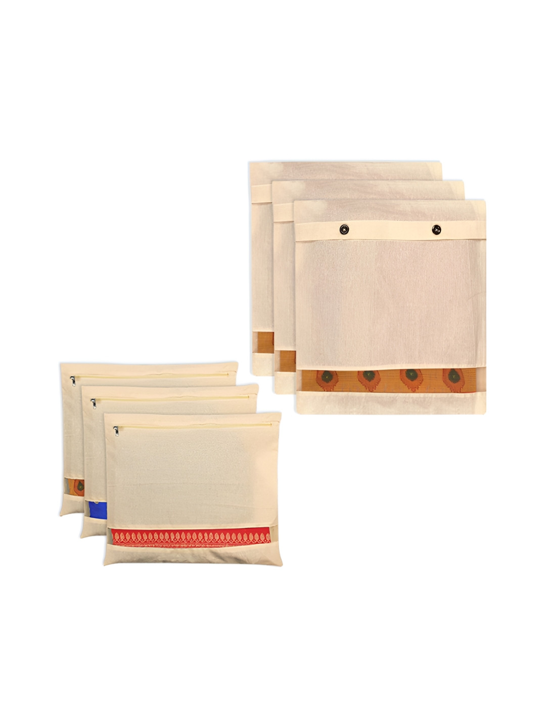 Kuber Industries Cream-Coloured 6 Pieces Printed Fabric Multi-Utility Organisers