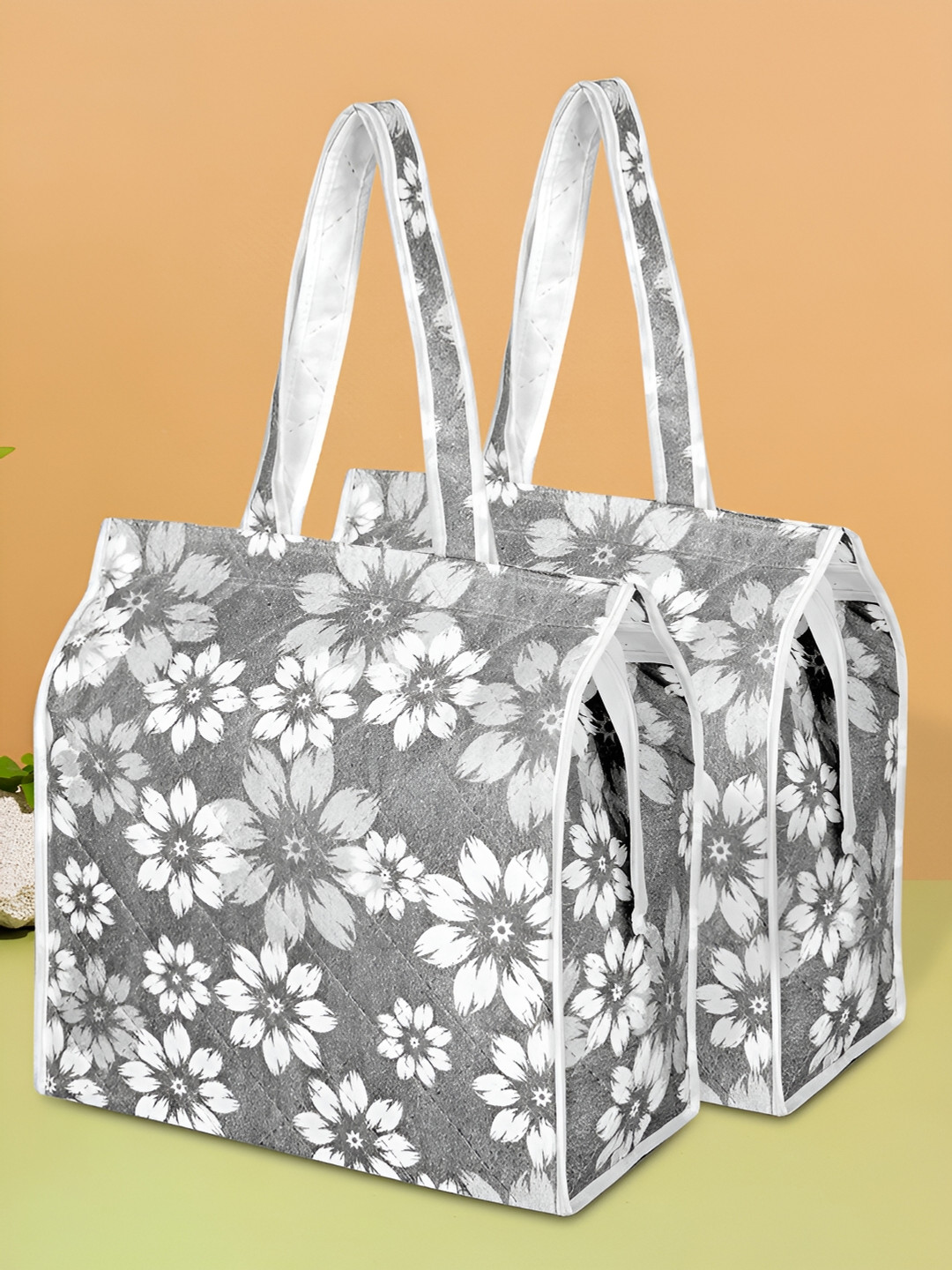 Kuber Industries Grey 2 Pieces Printed Fabric Handbag Organiser Organisers