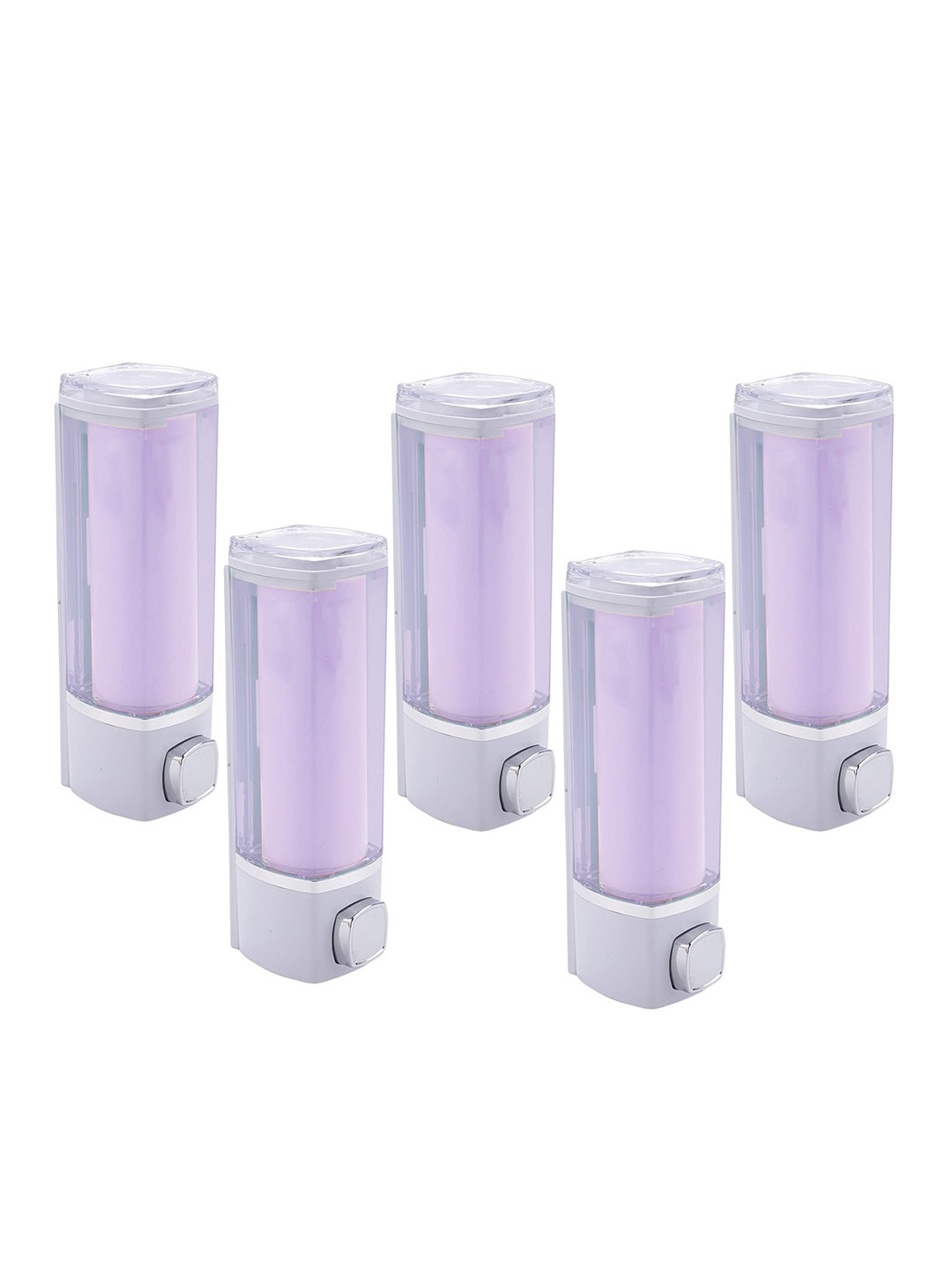 Kuber Industries Purple and White 5 Pieces Soap Dispenser Bathroom Accessories 250 ml