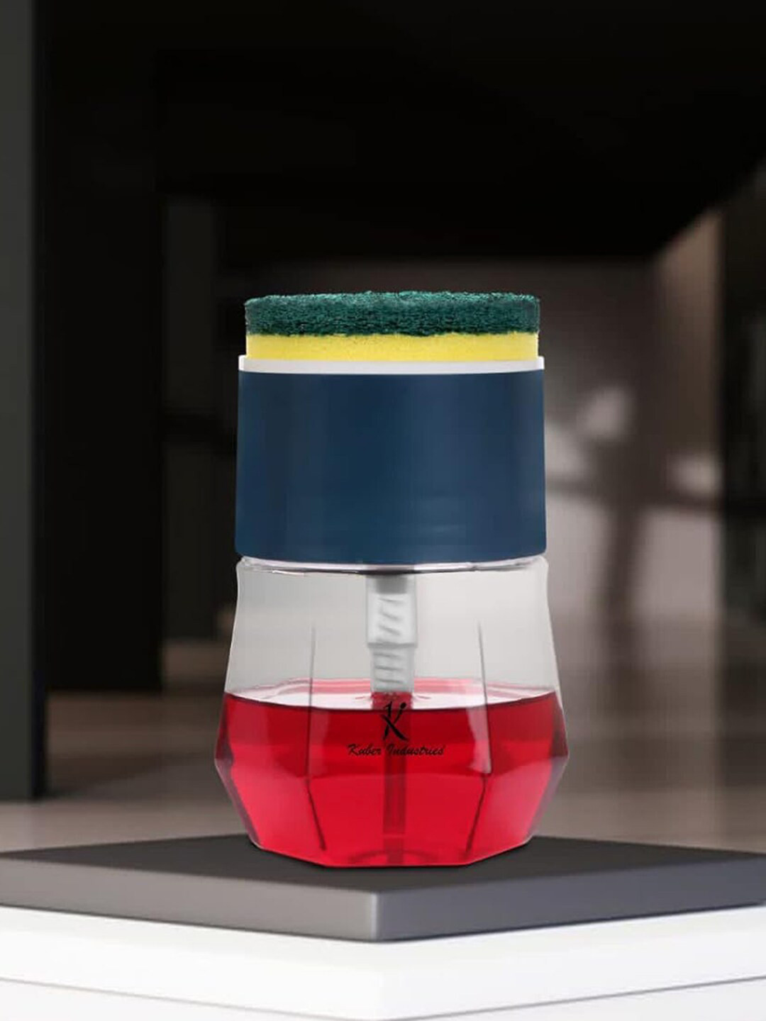 Kuber Industries Blue and Green 4 Pieces Round Liquid Soap Dispensers