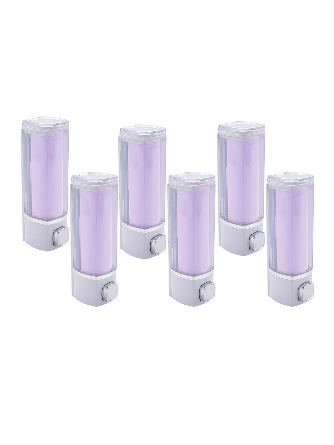 Kuber Industries Purple 6 Pcs Manual Shampoo & Soap Dispenser Bathroom Accessories 250ml