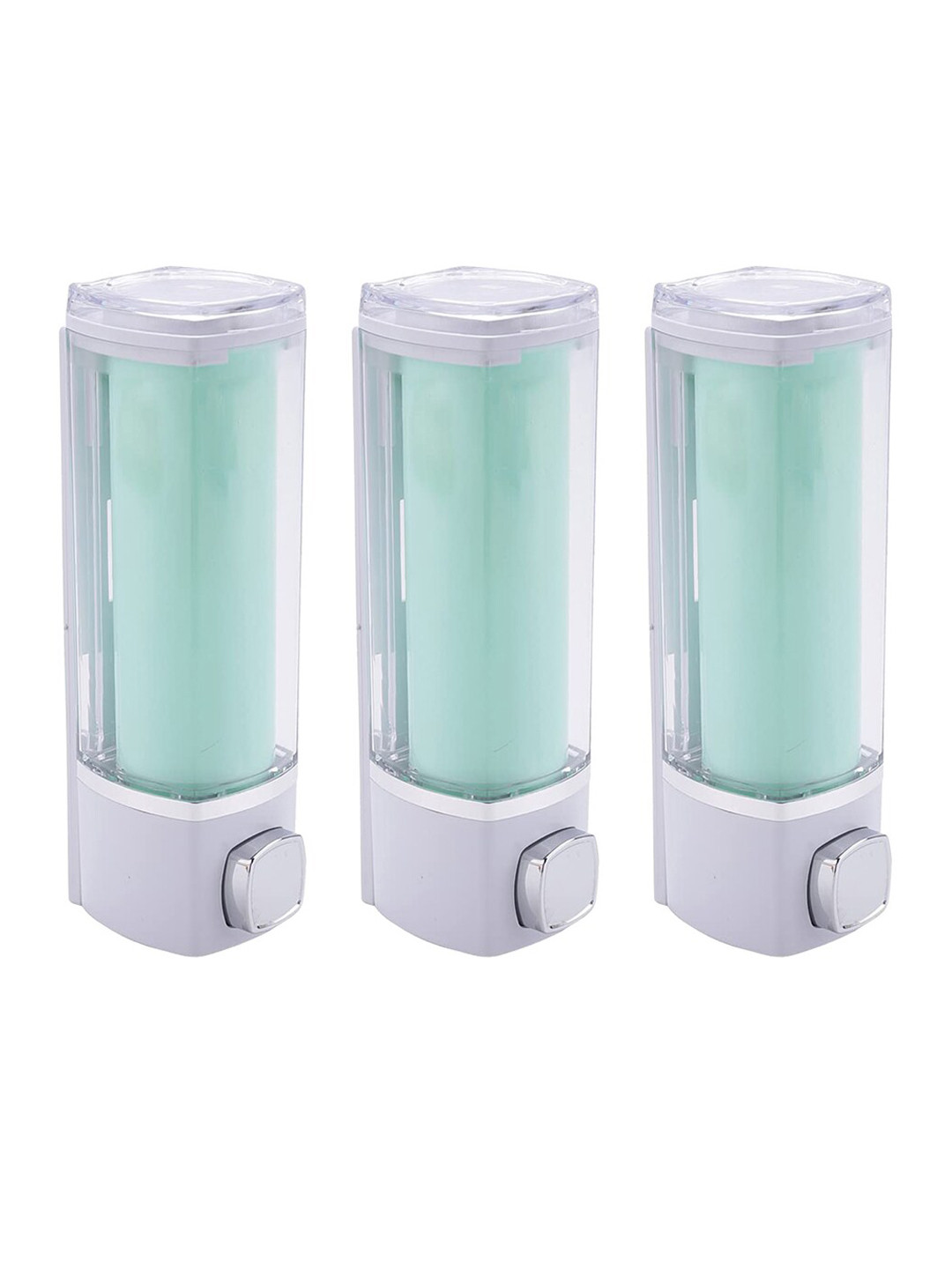 Kuber Industries Green 3 Pieces Manual Shampoo & Soap Dispenser Bathroom Accessories 250ml