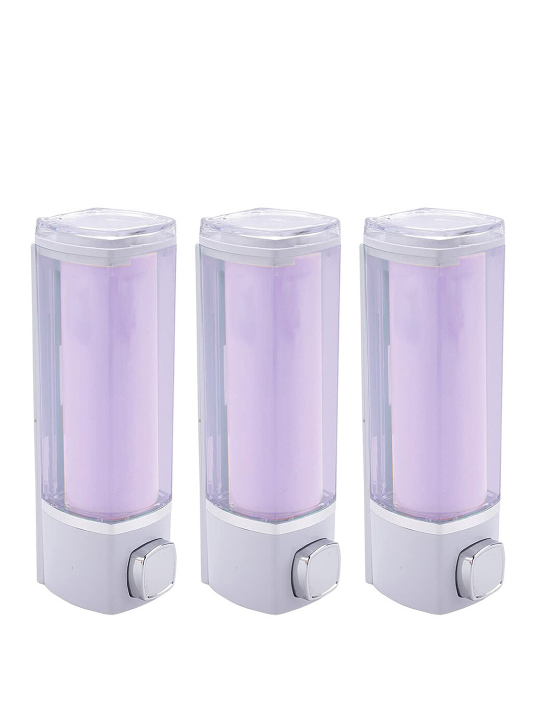 Kuber Industries Purple 3 Pcs Manual Shampoo & Soap Dispenser Bathroom Accessories 250ml