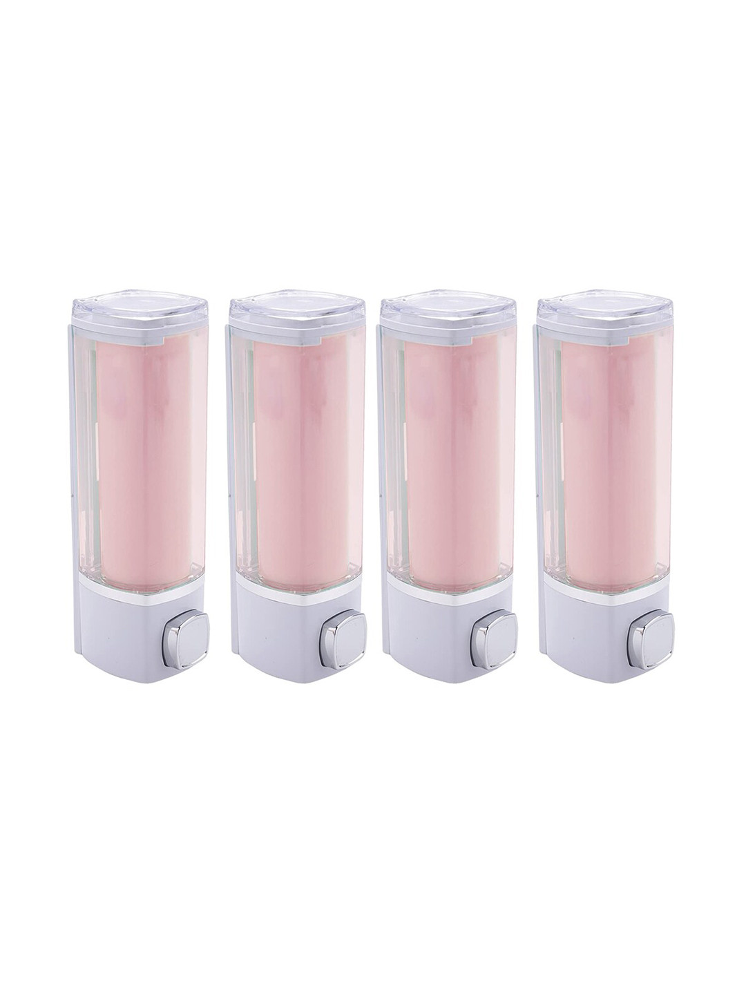 Kuber Industries Pink 4 Pieces Manual Shampoo & Soap Dispenser Bathroom Accessories 250ml